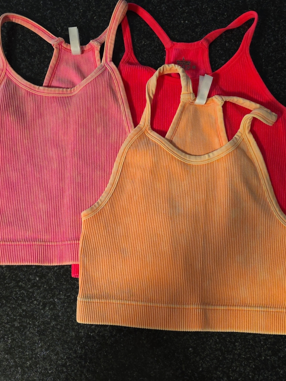 Women's Ribbed Crop Tank Top - Orange, Pink, Red
